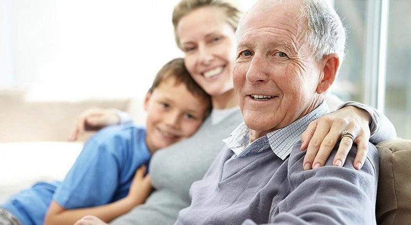 Family visit with a grandparent