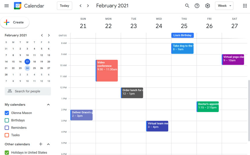 Google Calendar app on smartphone