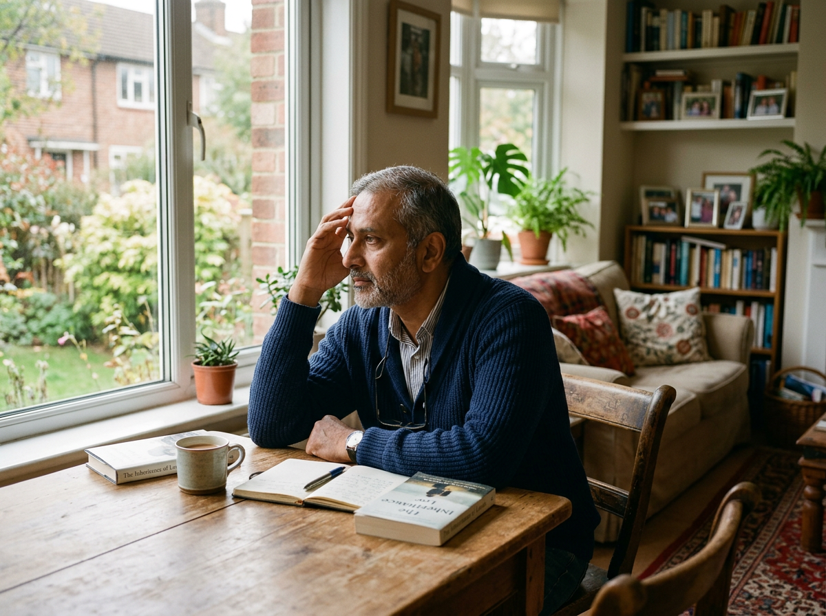 British Indian person at home, representing the connection between stress and brain health